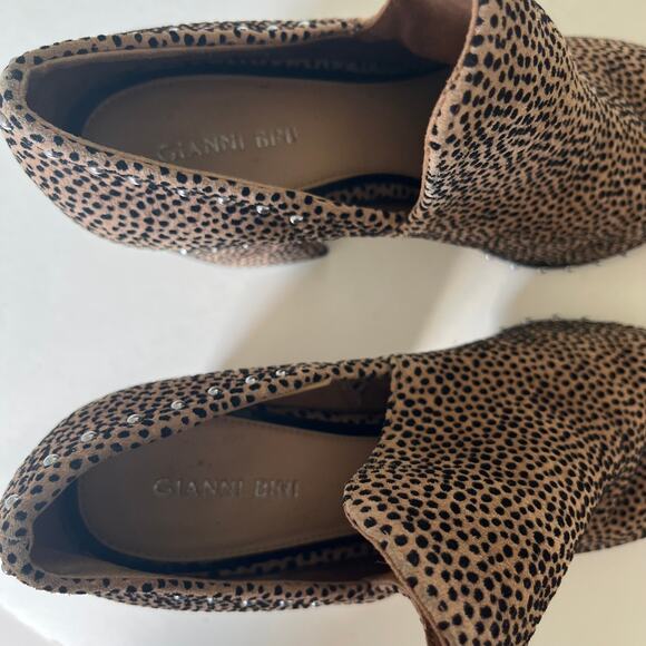 Gianni Bini 'Daveigh' Women's 9M Cheetah Print Suede Bootie Chunky Heel Stud - Picture 6 of 6